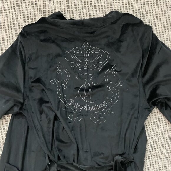 JUICY COUTURE Women's Velour Sleepwear Robe Size L/XL In Black - Picture 5 of 6